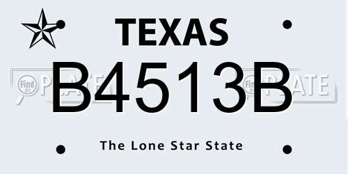 B4513B Texas License Plate