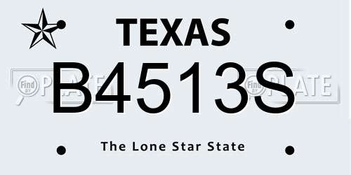 B4513S Texas License Plate