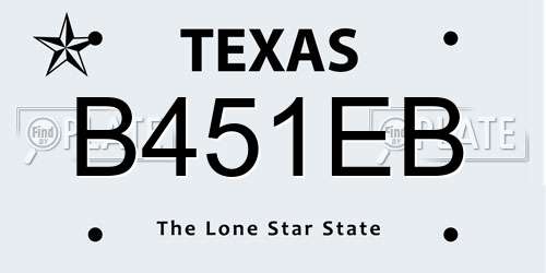 B451EB Texas License Plate