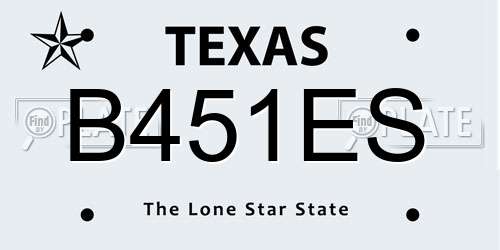 B451ES Texas License Plate