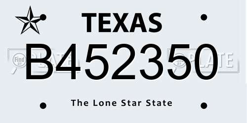 B452350 Texas License Plate