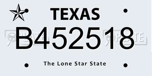 B452518 Texas License Plate