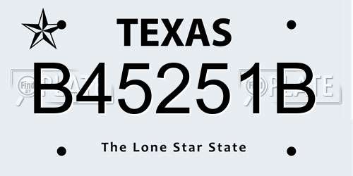 B45251B Texas License Plate