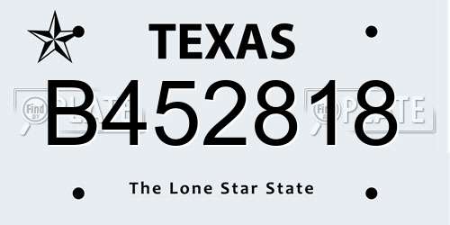 B452818 Texas License Plate
