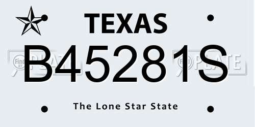B45281S Texas License Plate