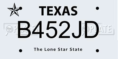 B452JD Texas License Plate