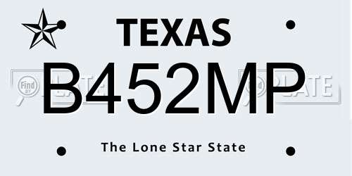 B452MP Texas License Plate
