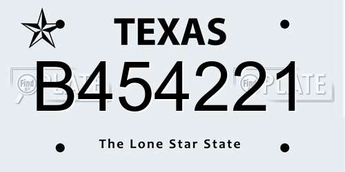 B454221 Texas License Plate