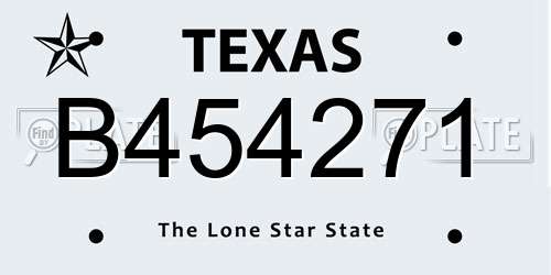 B454271 Texas License Plate