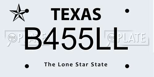 B455LL Texas License Plate