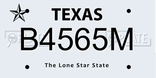 B4565M Texas License Plate