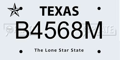 B4568M Texas License Plate