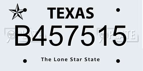 B457515 Texas License Plate