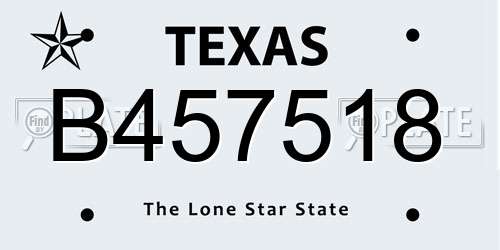 B457518 Texas License Plate
