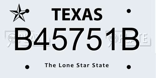 B45751B Texas License Plate