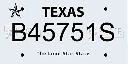 B45751S Texas License Plate