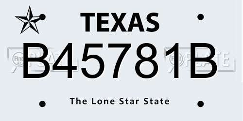 B45781B Texas License Plate