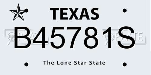 B45781S Texas License Plate