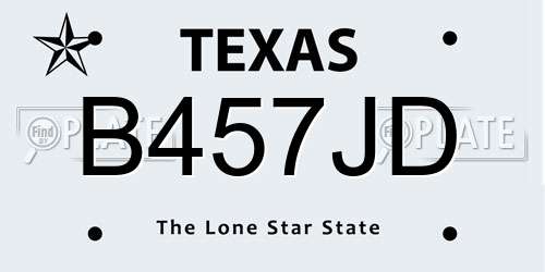 B457JD Texas License Plate