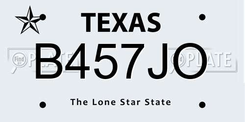 B457JO Texas License Plate