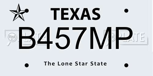 B457MP Texas License Plate