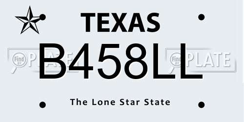 B458LL Texas License Plate