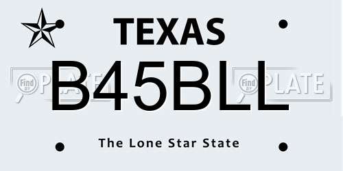B45BLL Texas License Plate