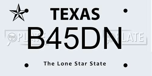 B45DN Texas License Plate