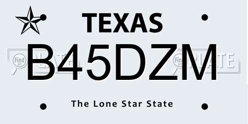B45DZM Texas License Plate
