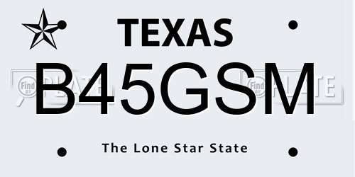 B45GSM Texas License Plate