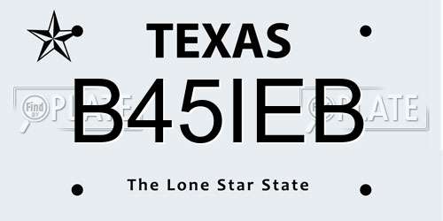 B45IEB Texas License Plate