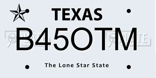 B45OTM Texas License Plate