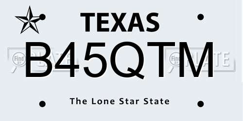B45QTM Texas License Plate