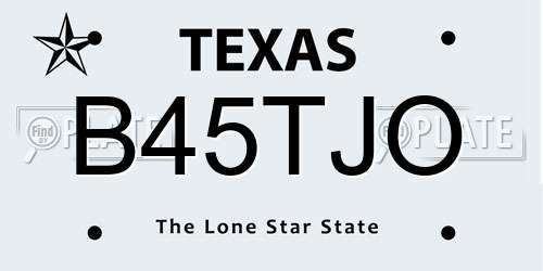 B45TJO Texas License Plate