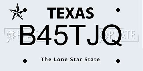 B45TJQ Texas License Plate