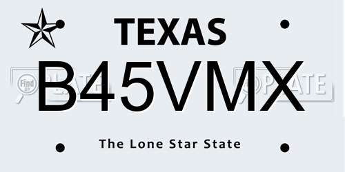 B45VMX Texas License Plate