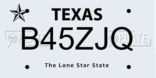 B45ZJQ Texas License Plate