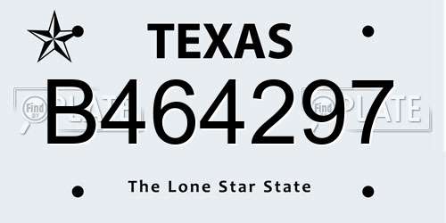 B464297 Texas License Plate