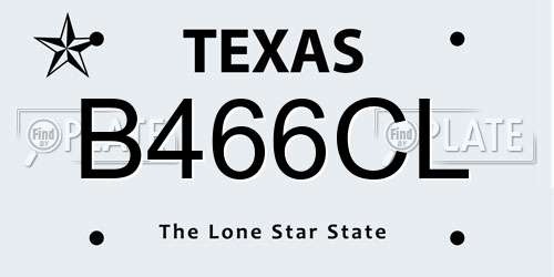 B466CL Texas License Plate
