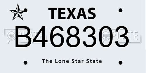B468303 Texas License Plate