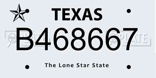 B468667 Texas License Plate