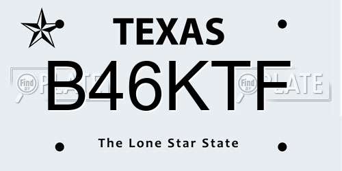 B46KTF Texas License Plate
