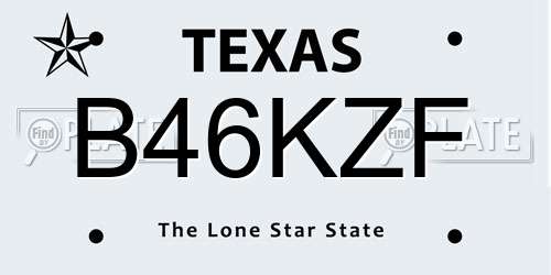 B46KZF Texas License Plate