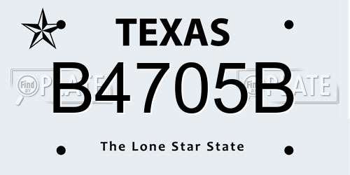 B4705B Texas License Plate