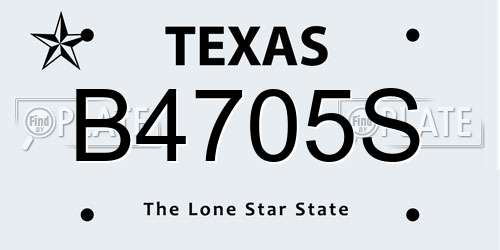 B4705S Texas License Plate