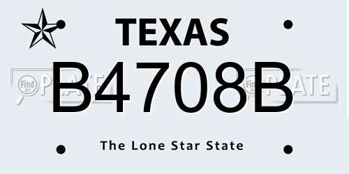 B4708B Texas License Plate