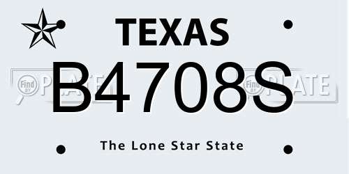 B4708S Texas License Plate