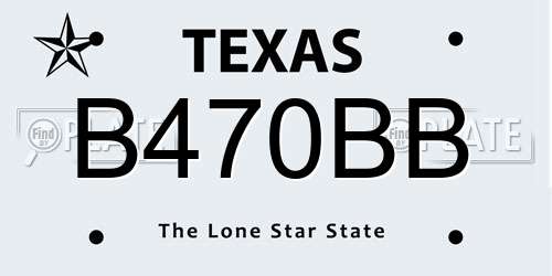 B470BB Texas License Plate