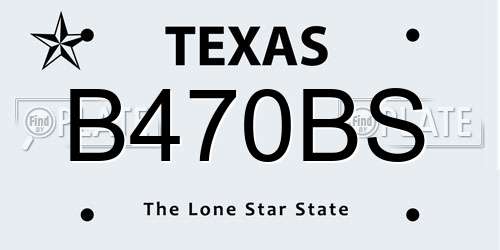 B470BS Texas License Plate