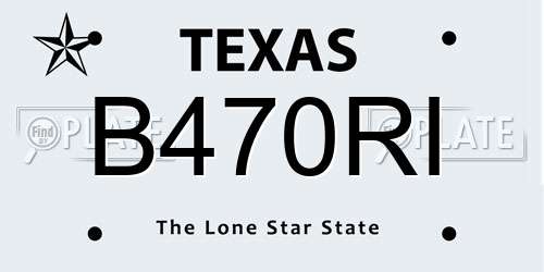 B470RI Texas License Plate
